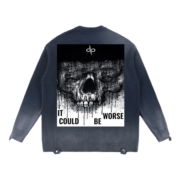 Sun Fade Distressed Ripped Crewneck sweater by ODMPOD