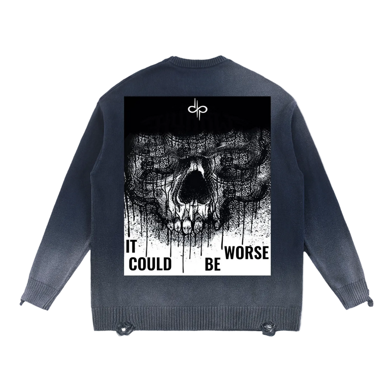Sun Fade Distressed Ripped Crewneck sweater by ODMPOD