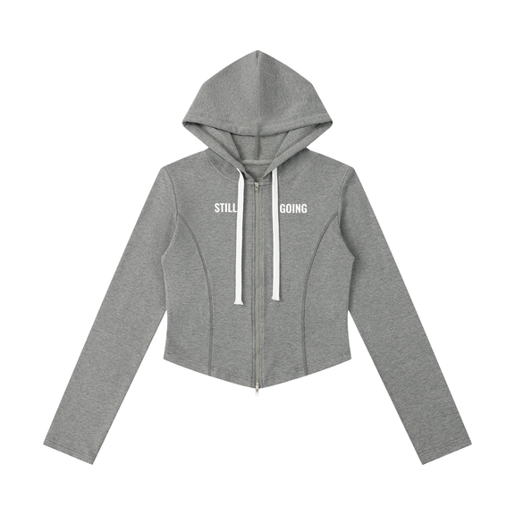Women's Slim Cropped Full Zip Hoodie by ODMPOD