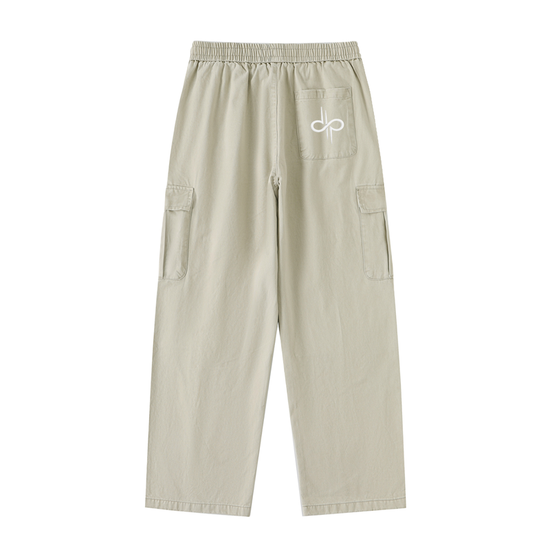 Drawstring Waist Straight-Leg Cargo Pants by ODMPOD