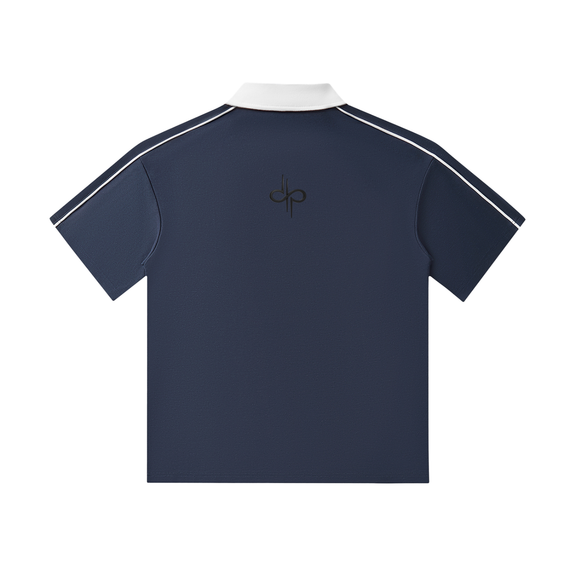 Contrast Collar Short-Sleeve Polo Shirt by ODMPOD
