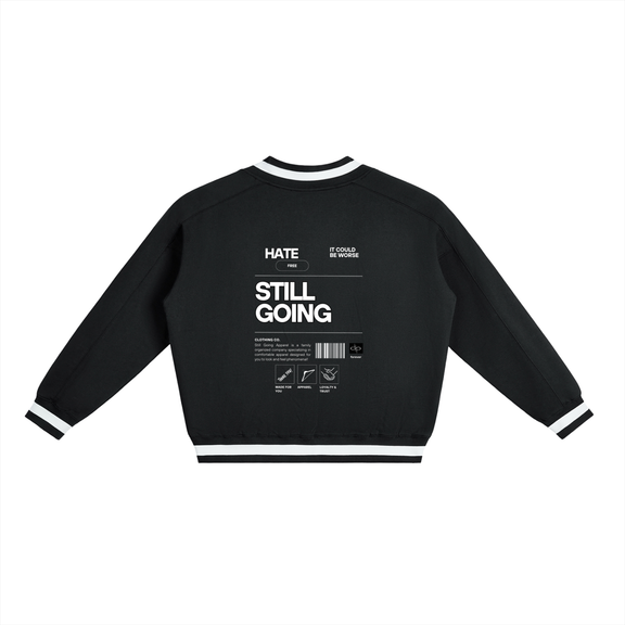 V-Neck Contrast Collar Boxy Sweatshirt by ODMPOD
