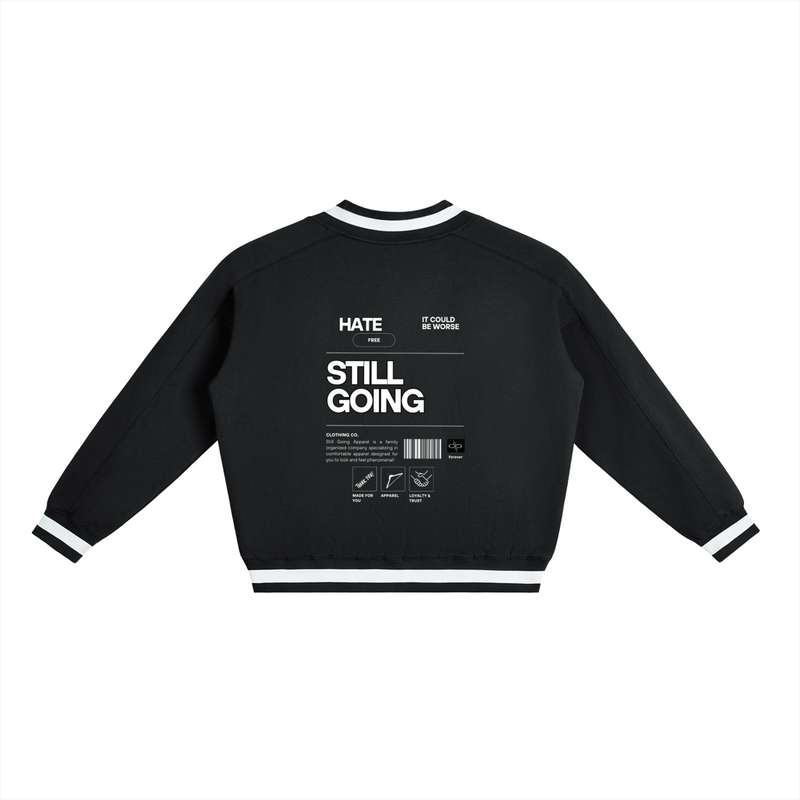 V-Neck Contrast Collar Boxy Sweatshirt by ODMPOD
