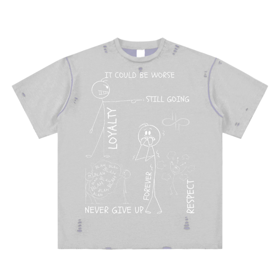 "WORDS HAVE POWER" Hand-frayed Reversible T-shirt by ODMPOD