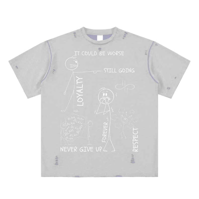 "WORDS HAVE POWER" Hand-frayed Reversible T-shirt by ODMPOD
