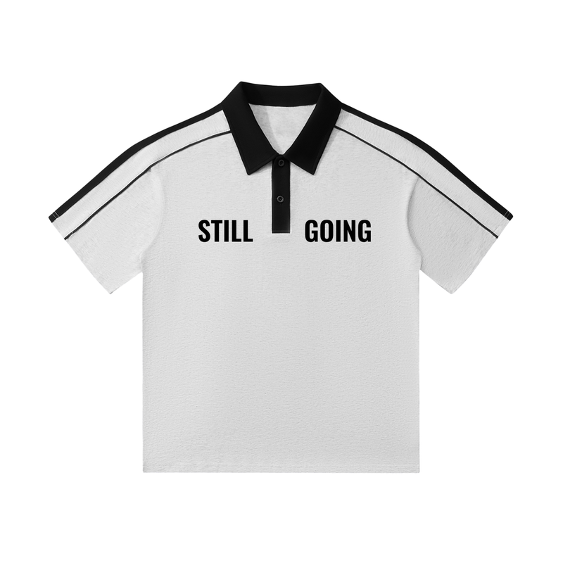 Contrast Collar Short-Sleeve Polo Shirt by ODMPOD