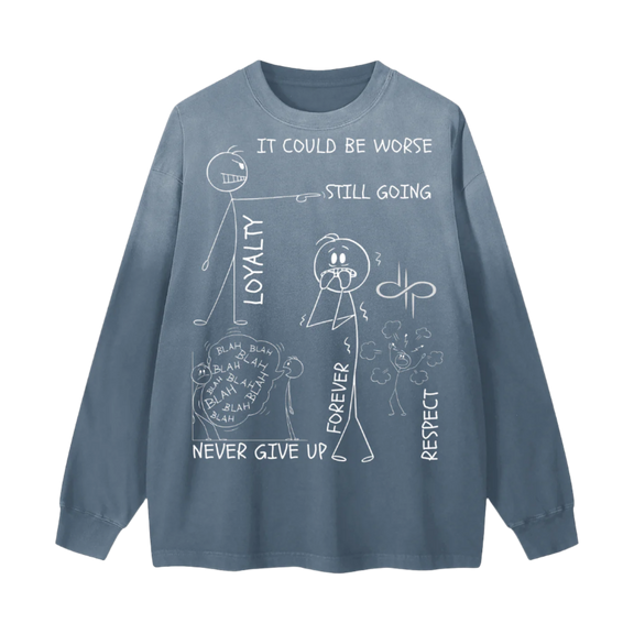 "WORDS HAVE POWER" Gradient Vintage Washed Long Sleeve Tee by ODMPOD