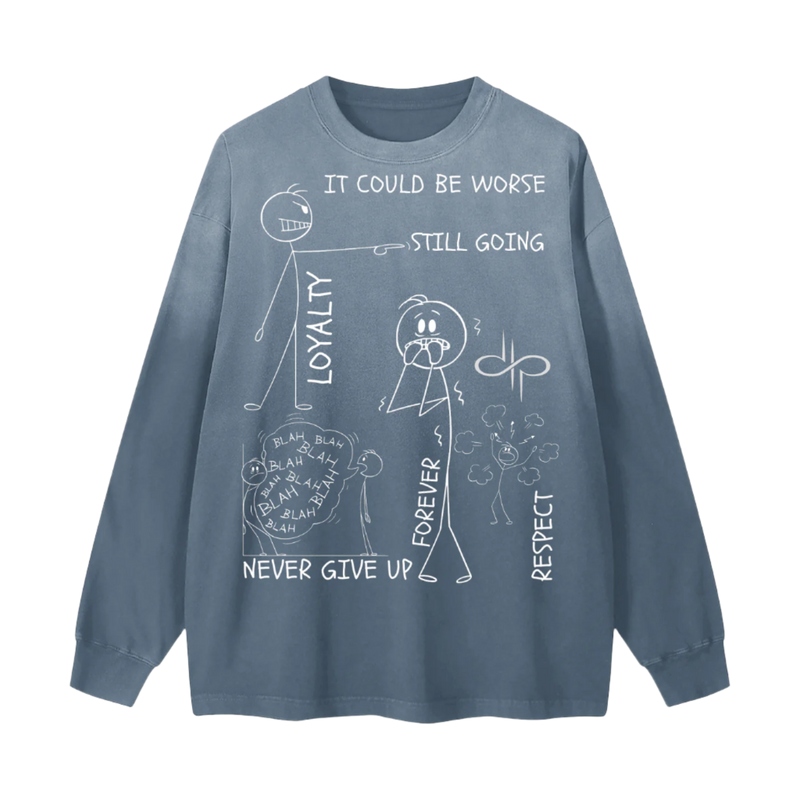"WORDS HAVE POWER" Gradient Vintage Washed Long Sleeve Tee by ODMPOD