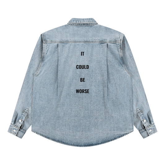 Unisex Vintage Wash Denim Shirt by ODMPOD