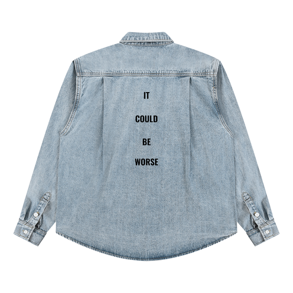 Unisex Vintage Wash Denim Shirt by ODMPOD