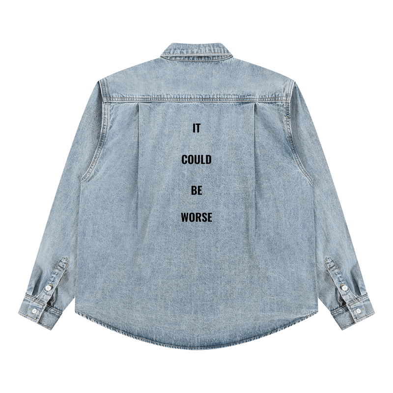 Unisex Vintage Wash Denim Shirt by ODMPOD