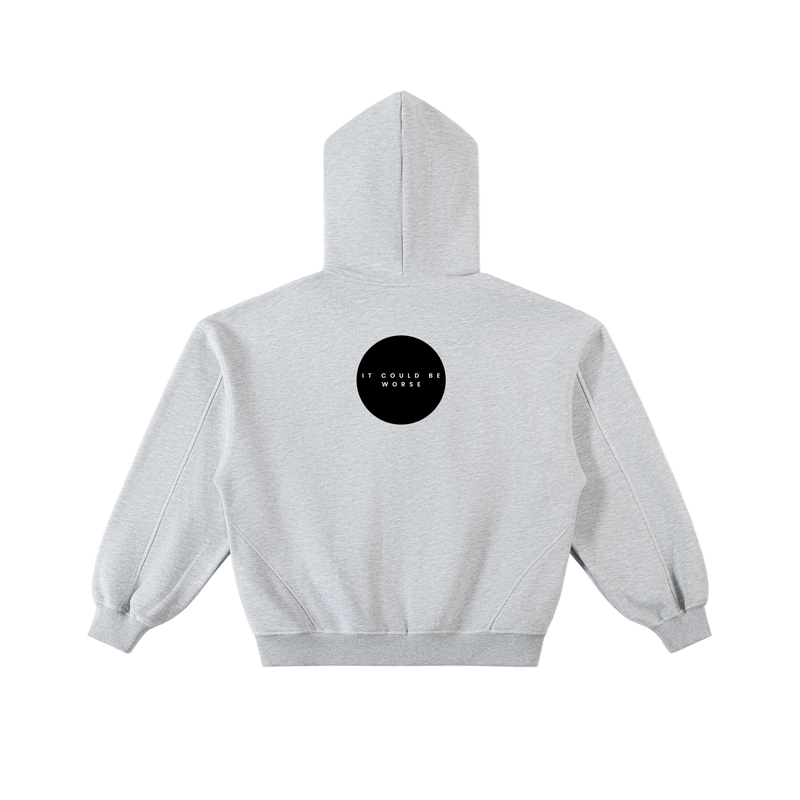 Contrast-Stitched Boxy Fleece Zip Hoodie by ODMPOD