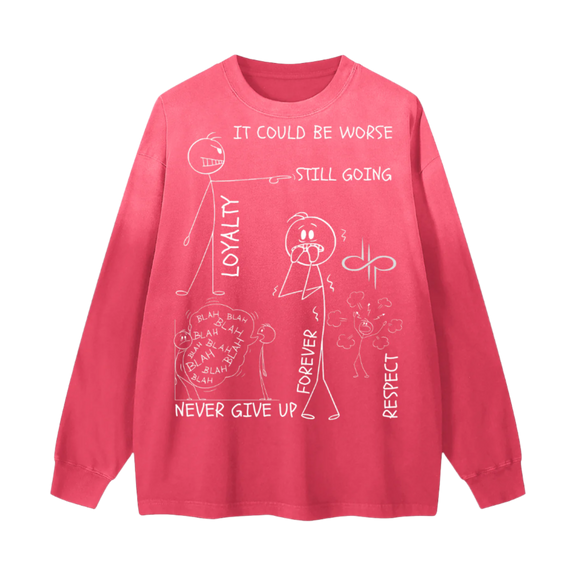 "WORDS HAVE POWER" Gradient Vintage Washed Long Sleeve Tee by ODMPOD
