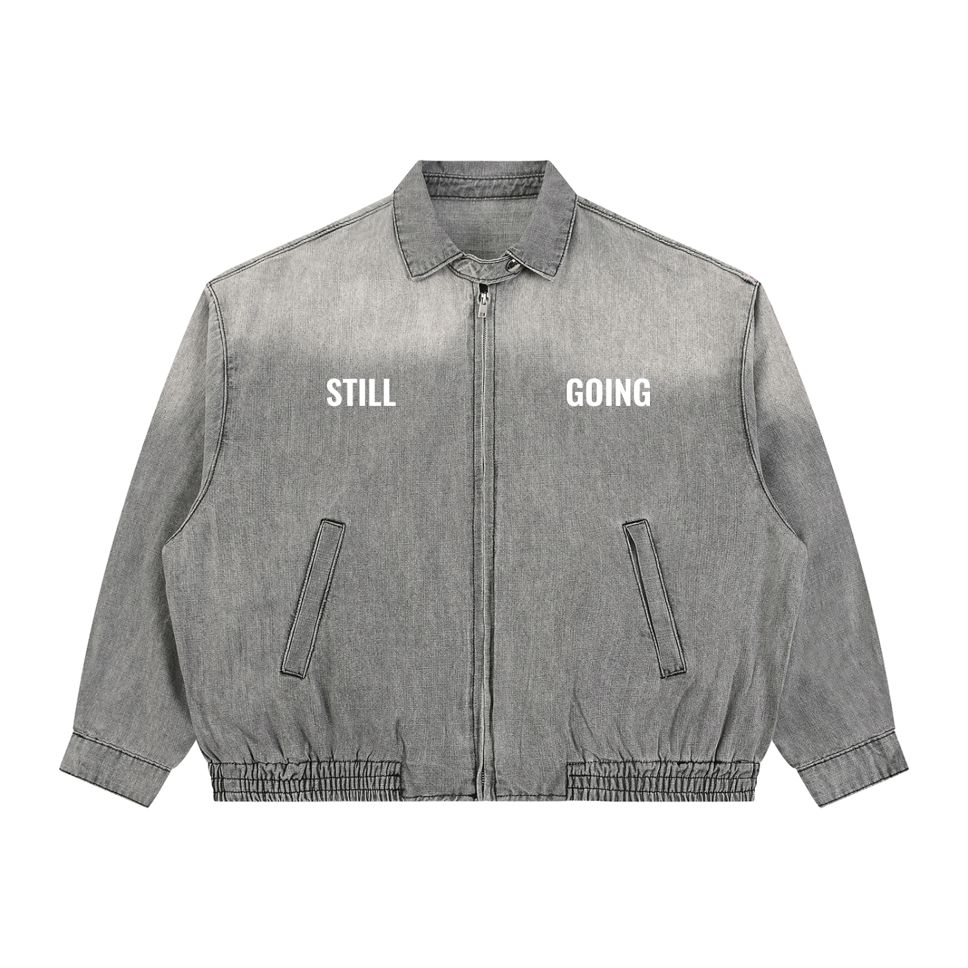 Unisex Vintage Wash Full-Zip Denim Jacket by ODMPOD