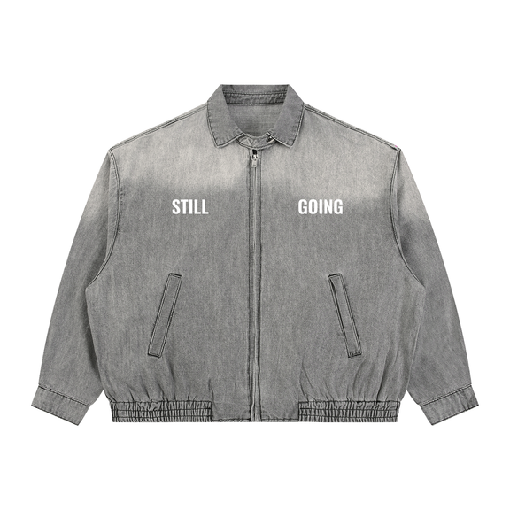 Unisex Vintage Wash Full-Zip Denim Jacket by ODMPOD