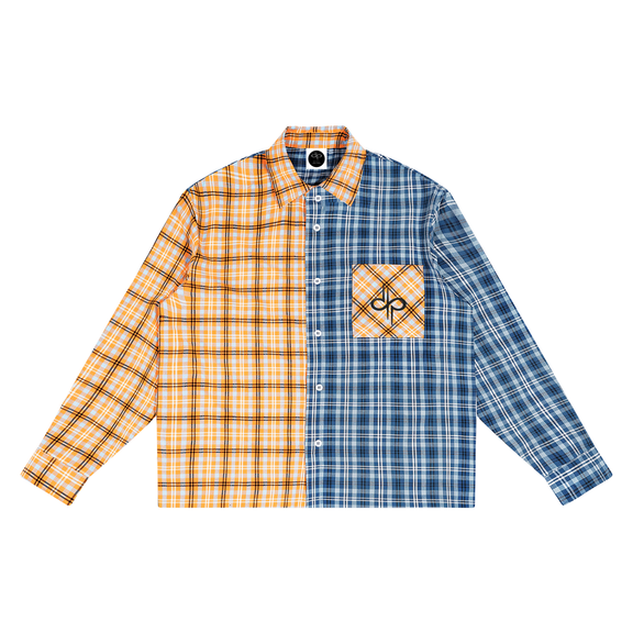 Unisex Oversized Plaid Color Block Shirt by ODMPOD