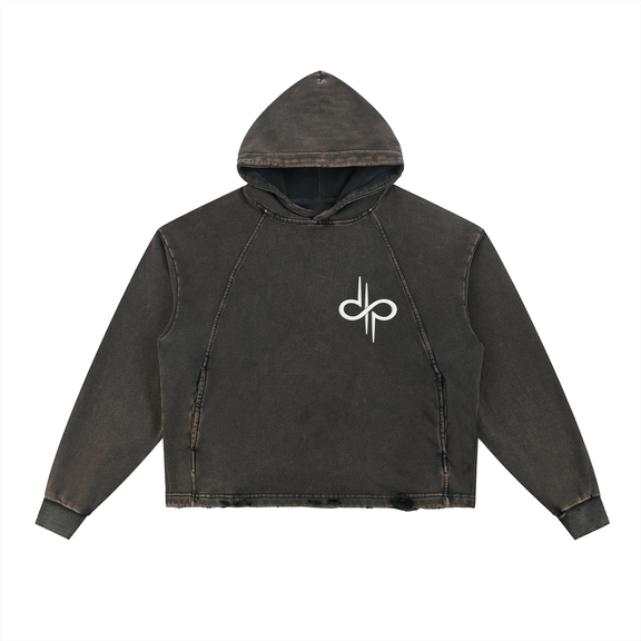 Vintage Washed Frayed-Hem Hoodie by ODMPOD