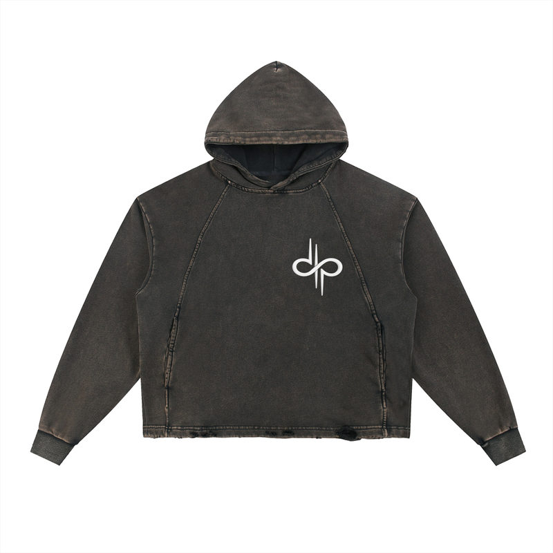 Vintage Washed Frayed-Hem Hoodie by ODMPOD