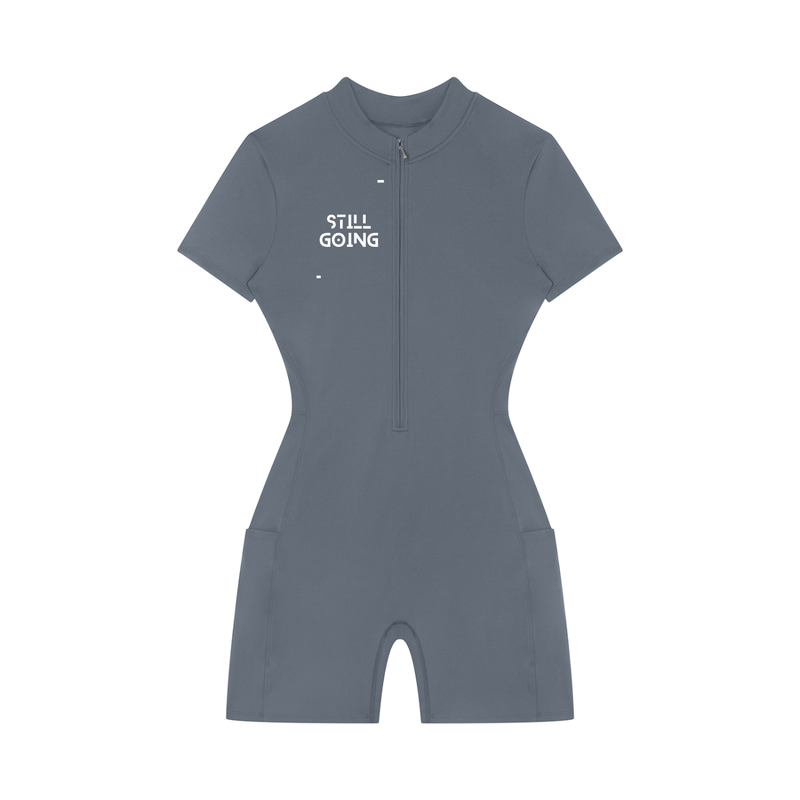 Women's Quarter-Zip Short Sleeve Romper by ODMPOD