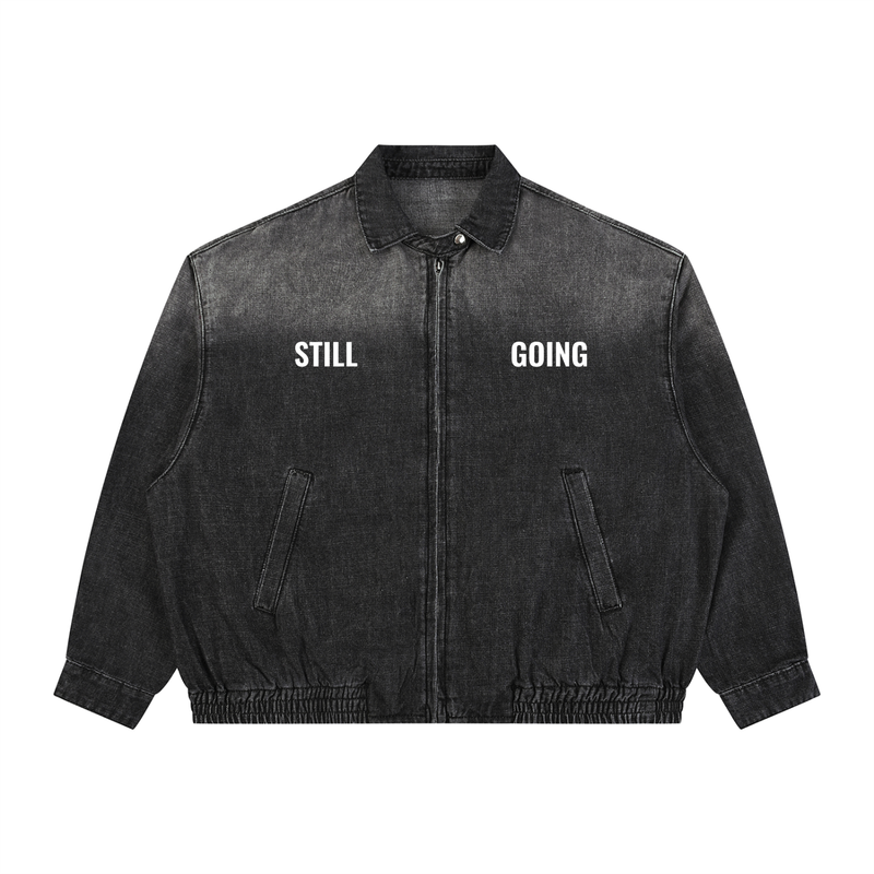 Unisex Vintage Wash Full-Zip Denim Jacket by ODMPOD