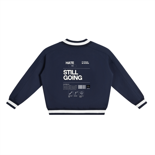 V-Neck Contrast Collar Boxy Sweatshirt by ODMPOD