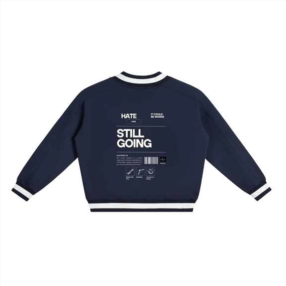 V-Neck Contrast Collar Boxy Sweatshirt by ODMPOD