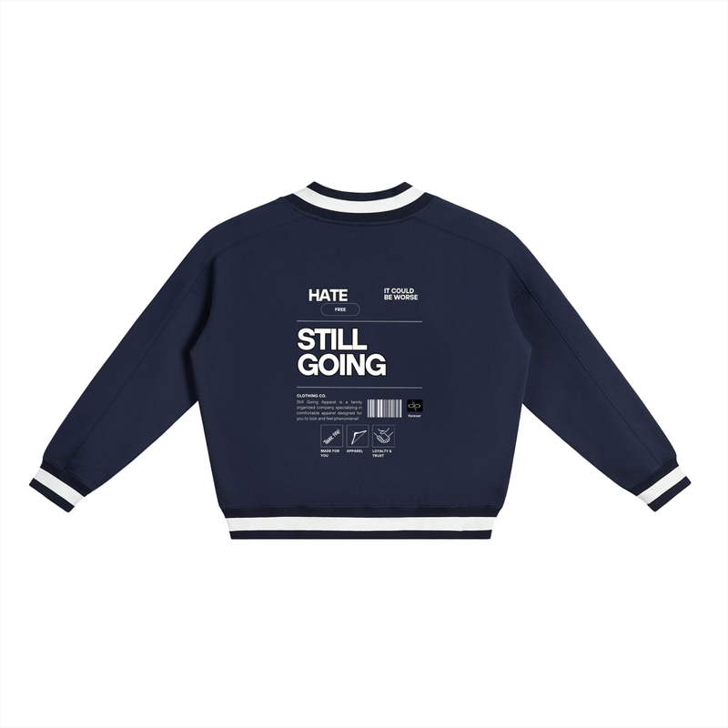 V-Neck Contrast Collar Boxy Sweatshirt by ODMPOD
