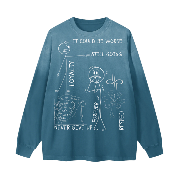 "WORDS HAVE POWER" Gradient Vintage Washed Long Sleeve Tee by ODMPOD
