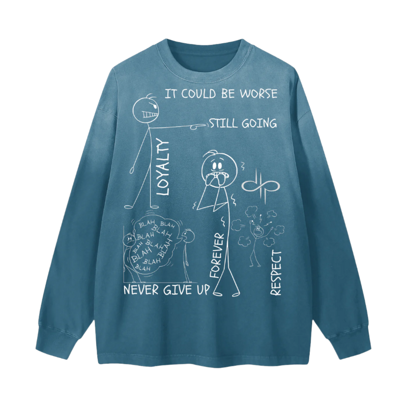 "WORDS HAVE POWER" Gradient Vintage Washed Long Sleeve Tee by ODMPOD