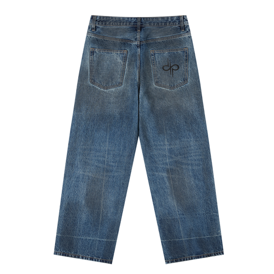 Vintage Wash Baggy Denim Jeans by ODMPOD