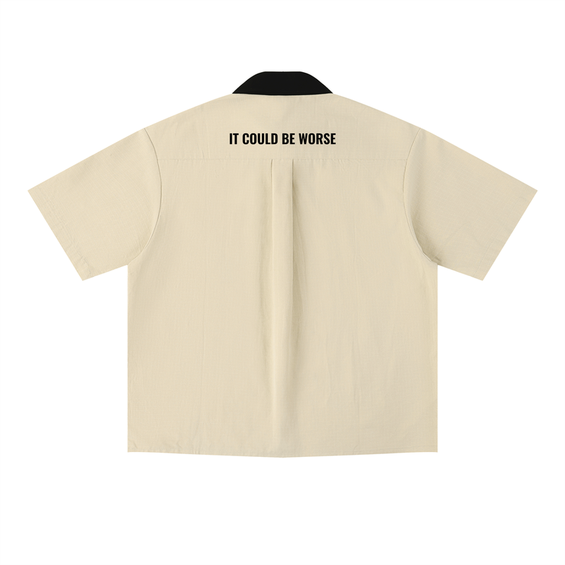 Color Block Short Sleeve Shirt by ODMPOD