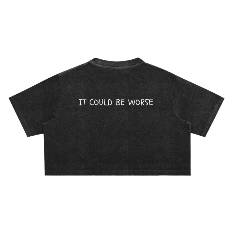 "WORDS HAVE POWER" Snow Washed Crop Top