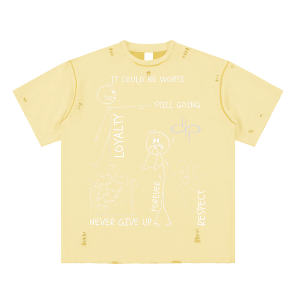 "WORDS HAVE POWER" Hand-frayed Reversible T-shirt by ODMPOD