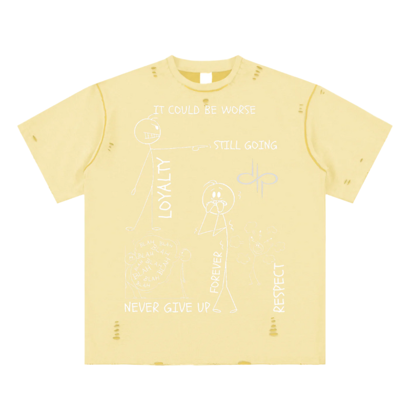 "WORDS HAVE POWER" Hand-frayed Reversible T-shirt by ODMPOD