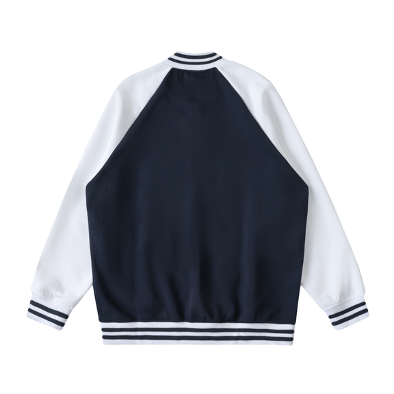 Two Tone Raglan Sleeve Varsity Jacket by ODMPOD