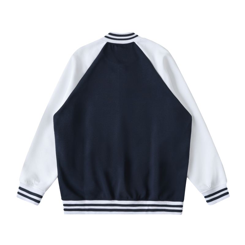 Two Tone Raglan Sleeve Varsity Jacket by ODMPOD