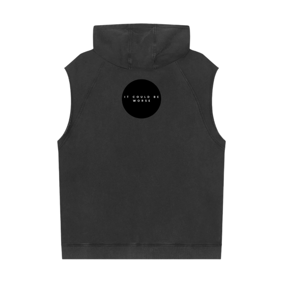 "WORDS HAVE POWER" Snow Washed Sleeveless Hoodie by ODMPOD