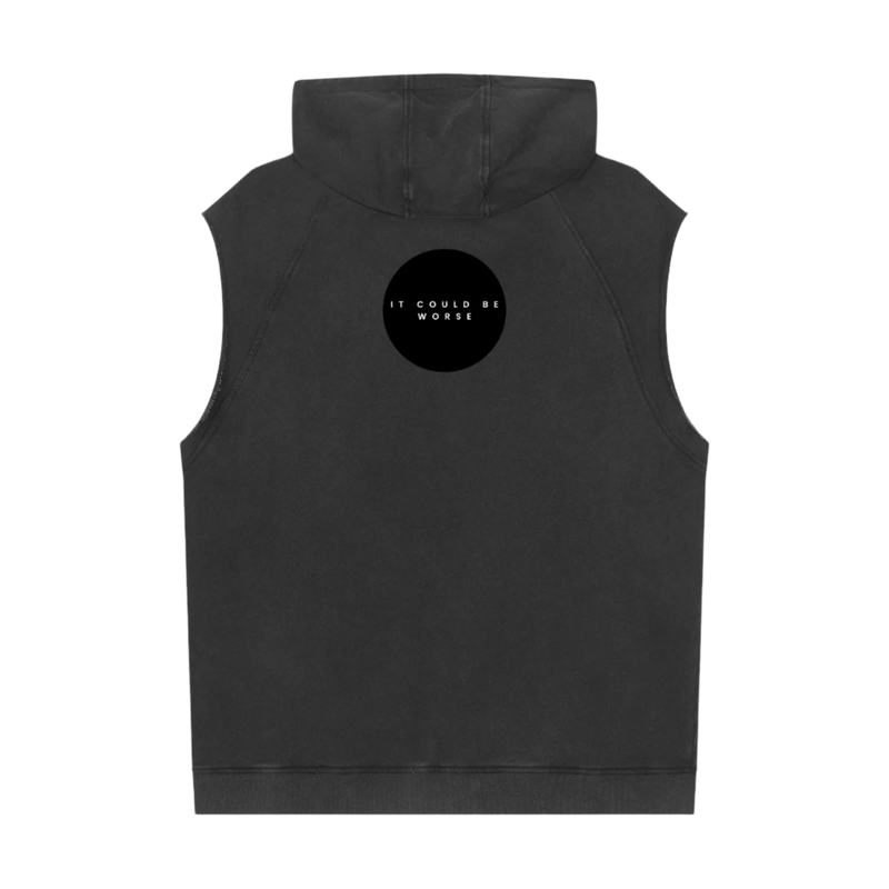 "WORDS HAVE POWER" Snow Washed Sleeveless Hoodie by ODMPOD
