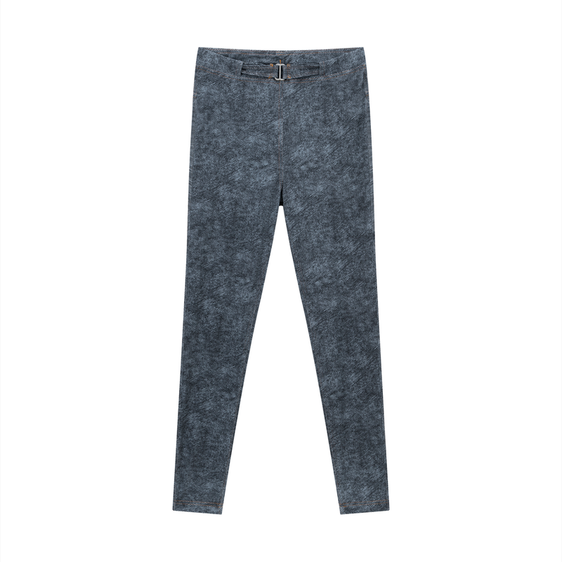 Women's Faux Denim Zip-Fly Leggings by ODMPOD