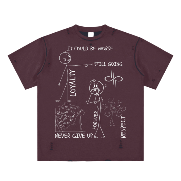 "WORDS HAVE POWER" Hand-frayed Reversible T-shirt by ODMPOD