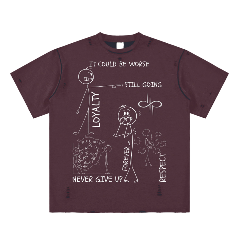 "WORDS HAVE POWER" Hand-frayed Reversible T-shirt by ODMPOD