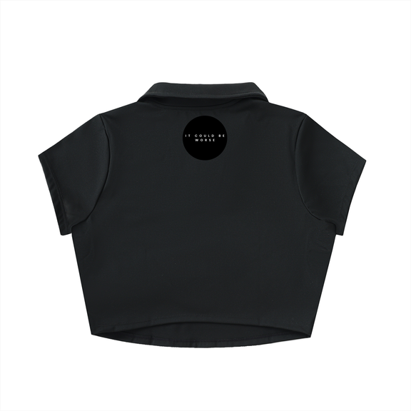 V-Neck Lapel Crop Top by ODMPOD
