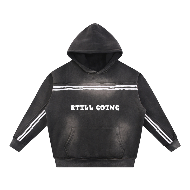 Sun Fade Contrast Tape Fleece Hoodie by ODMPOD