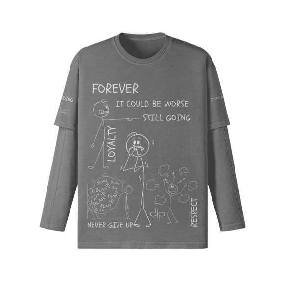"WORDS HAVE POWER" Unisex Faux-layered Faded Long Sleeve by PODpartner