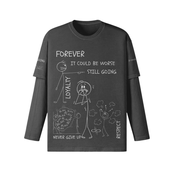 "WORDS HAVE POWER" Unisex Faux-layered Faded Long Sleeve by PODpartner