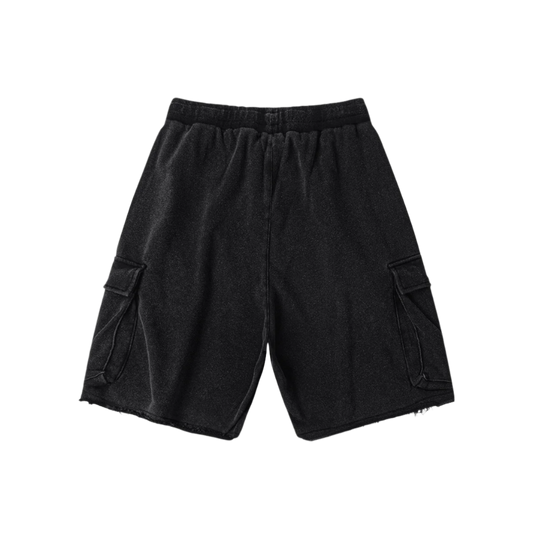"WORDS HAVE POWER" Snow Wash Raw Hem Cargo Shorts by PODpartner