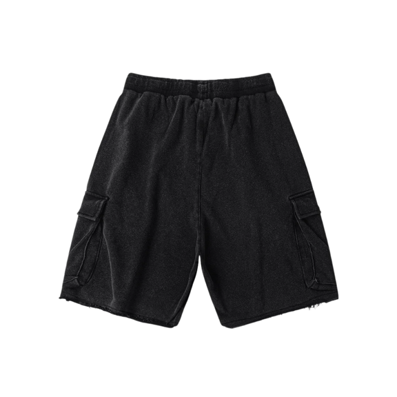 "WORDS HAVE POWER" Snow Wash Raw Hem Cargo Shorts by PODpartner