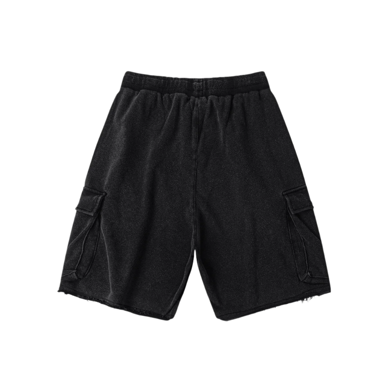 "WORDS HAVE POWER" Snow Wash Raw Hem Cargo Shorts by PODpartner
